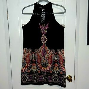 Black Boho Dress - Sleeveless, High neck, Lightweight